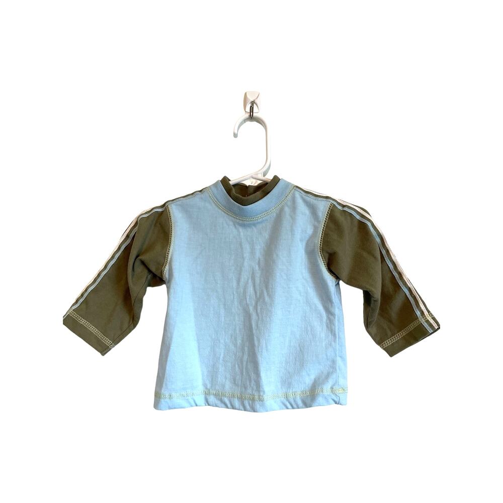 Cradle Togs blue green long sleeve tee shirt snaps cotton Size 3-6 mo